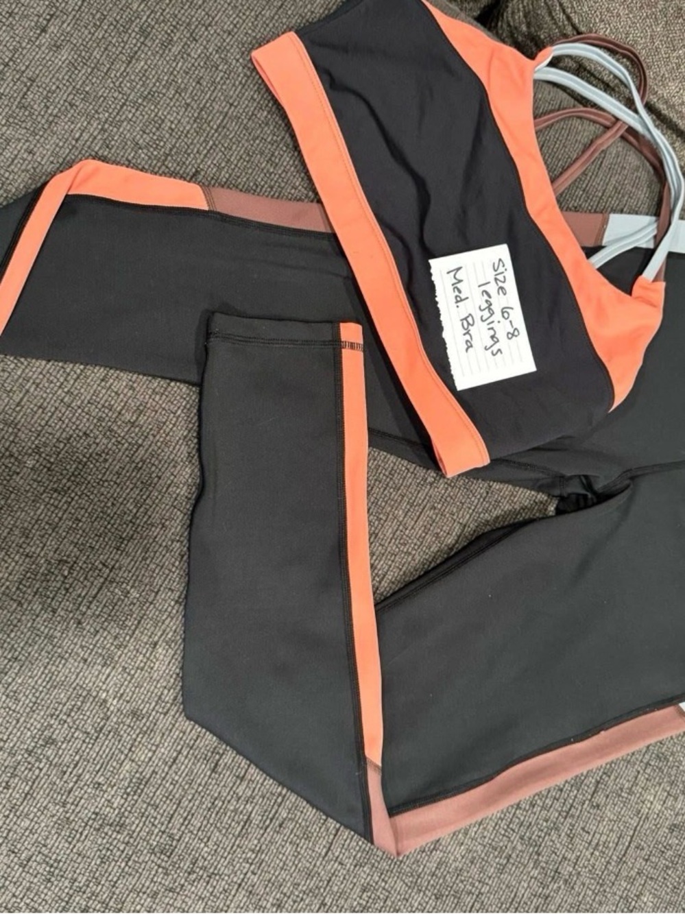 Women’s Black Leggings with Coral Contrast Trim